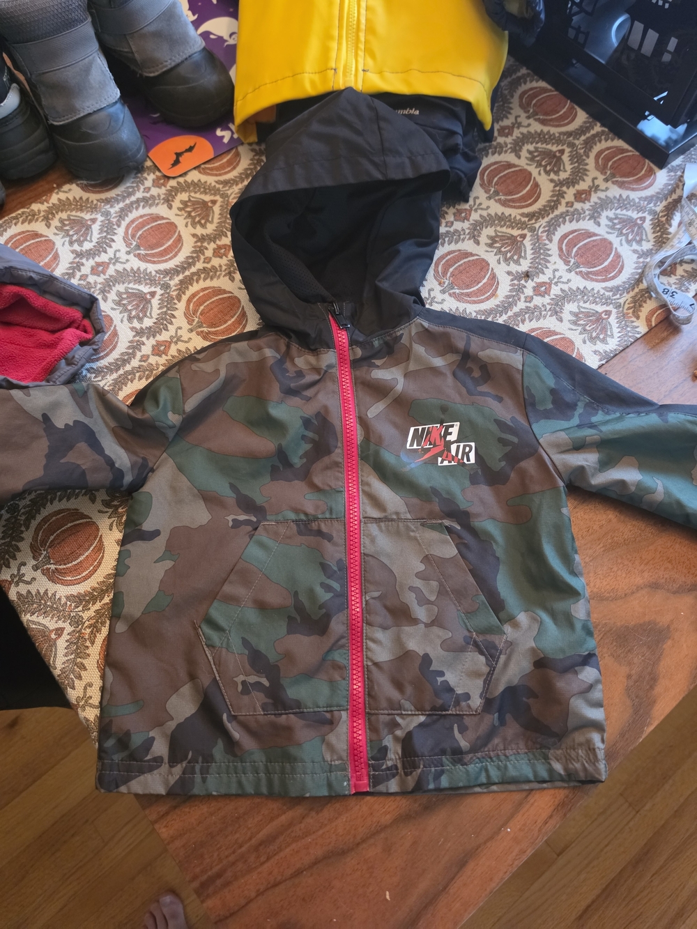 Jordan Kids' Camo Hooded Jacket with Red Zipper